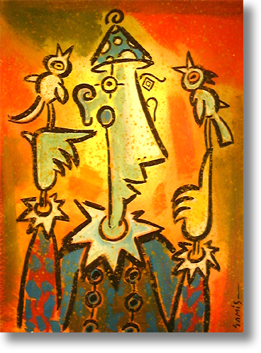 Harlequinn with birds